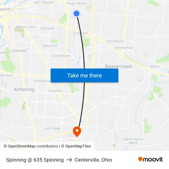 Spinning @ 635 Spinning to Centerville, Ohio map