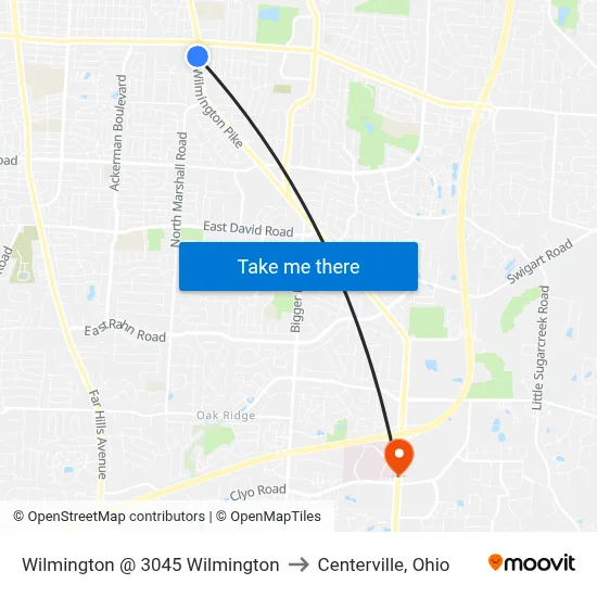 Wilmington @ 3045 Wilmington to Centerville, Ohio map
