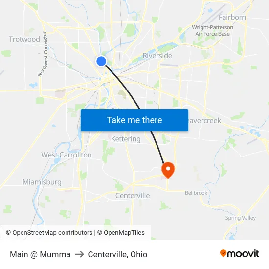 Main @ Mumma to Centerville, Ohio map