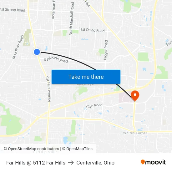 Far Hills @ 5112 Far Hills to Centerville, Ohio map