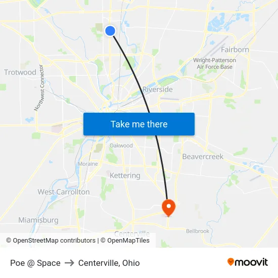Poe @ Space to Centerville, Ohio map