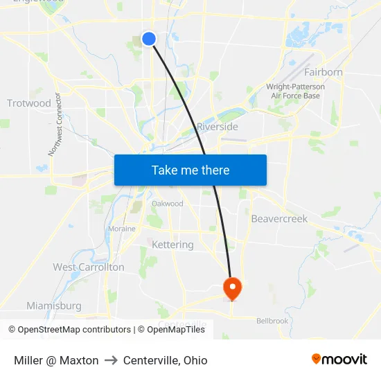 Miller @ Maxton to Centerville, Ohio map