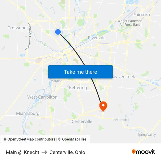 Main @ Knecht to Centerville, Ohio map