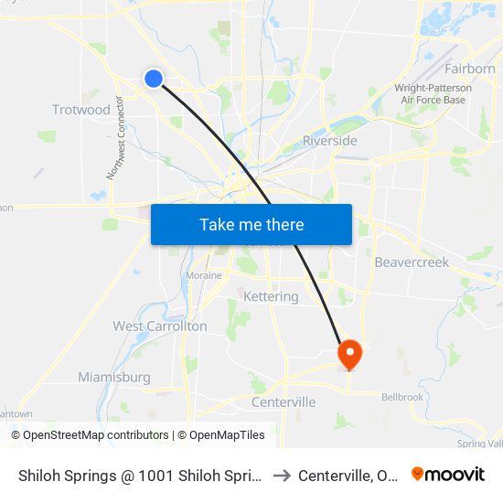 Shiloh Springs @ 1001 Shiloh Springs to Centerville, Ohio map