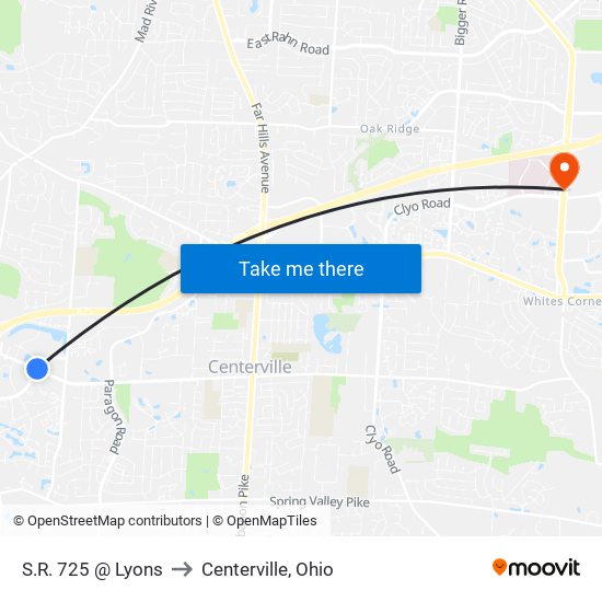 S.R. 725 @ Lyons to Centerville, Ohio map