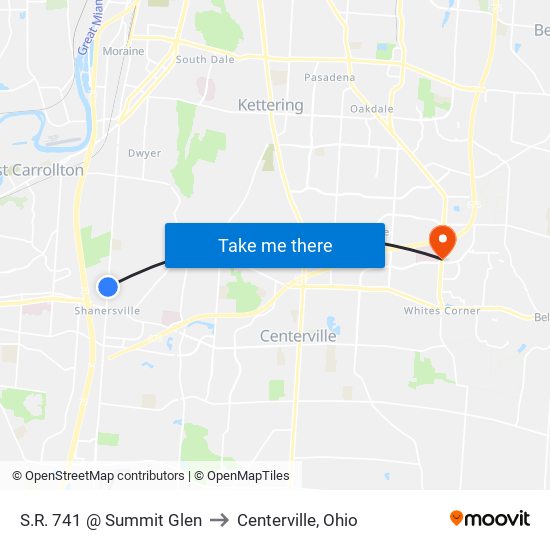 S.R. 741 @ Summit Glen to Centerville, Ohio map