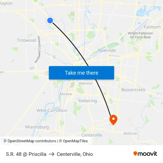 S.R. 48 @ Priscilla to Centerville, Ohio map