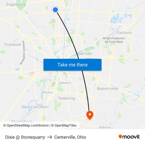 Dixie @ Stonequarry to Centerville, Ohio map