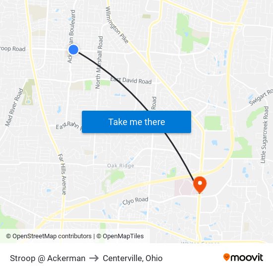 Stroop @ Ackerman to Centerville, Ohio map