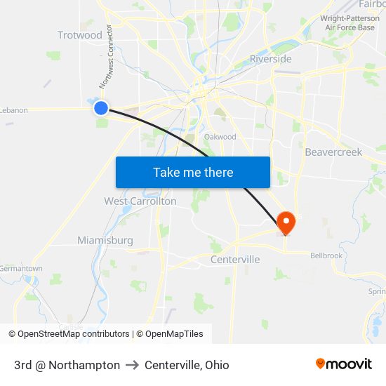 3rd @ Northampton to Centerville, Ohio map