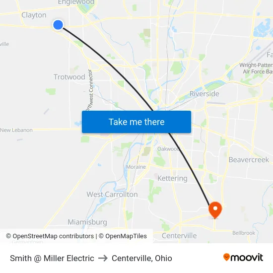 Smith @ Miller Electric to Centerville, Ohio map