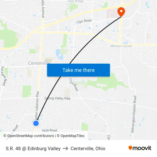 S.R. 48 @ Edinburg Valley to Centerville, Ohio map