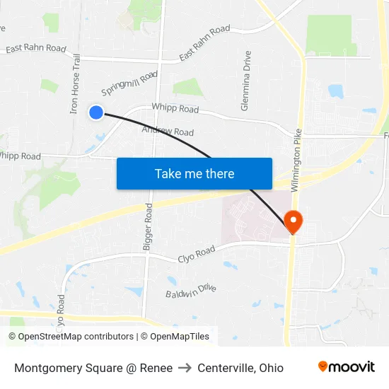 Montgomery Square @ Renee to Centerville, Ohio map