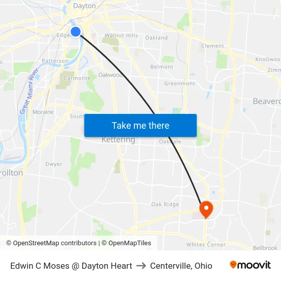 Edwin C Moses @ Dayton Heart to Centerville, Ohio map