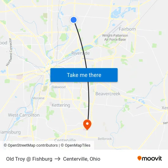Old Troy @ Fishburg to Centerville, Ohio map