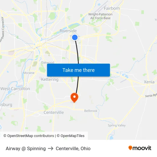 Airway @ Spinning to Centerville, Ohio map