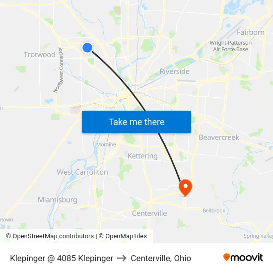 Klepinger @ 4085 Klepinger to Centerville, Ohio map