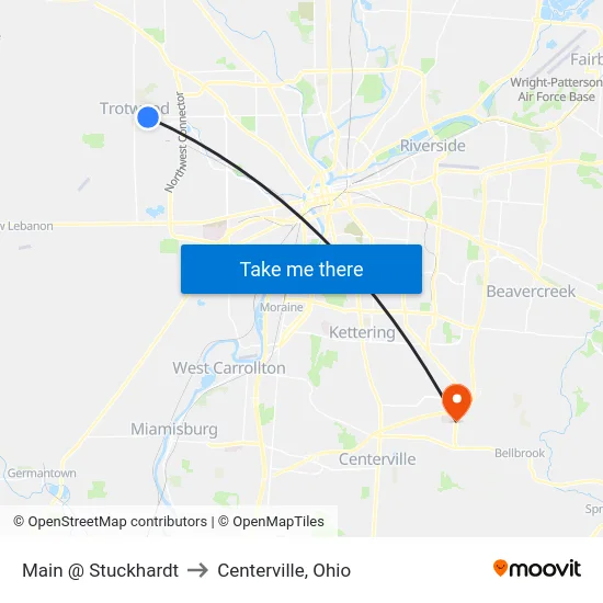 Main @ Stuckhardt to Centerville, Ohio map
