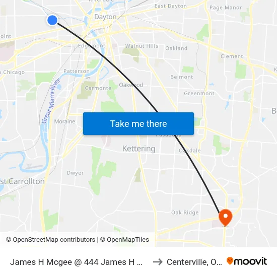 James H Mcgee @ 444 James H Mcgee to Centerville, Ohio map