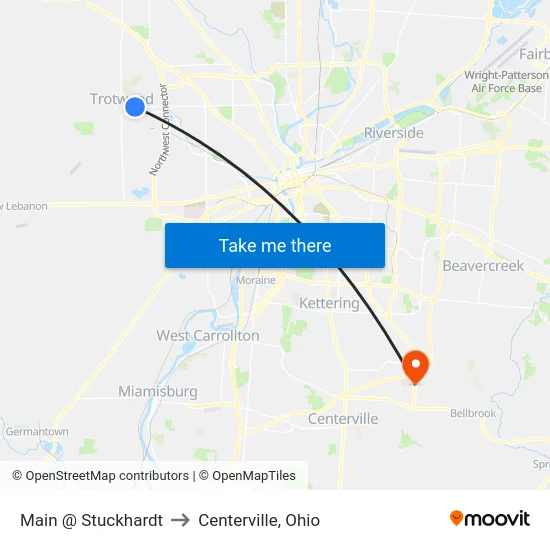 Main @ Stuckhardt to Centerville, Ohio map