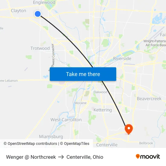 Wenger @ Northcreek to Centerville, Ohio map
