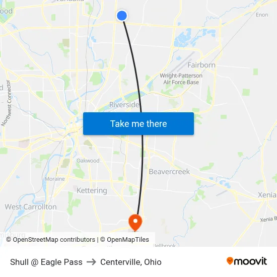 Shull @ Eagle Pass to Centerville, Ohio map