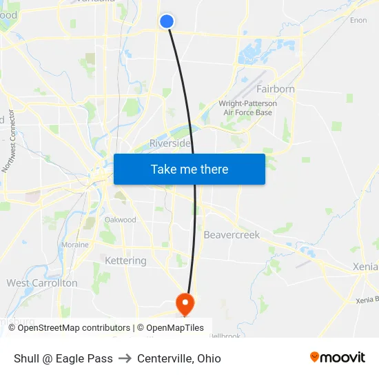 Shull @ Eagle Pass to Centerville, Ohio map