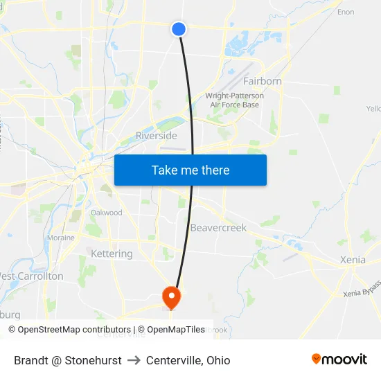 Brandt @ Stonehurst to Centerville, Ohio map