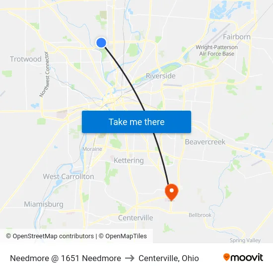Needmore @ 1651 Needmore to Centerville, Ohio map
