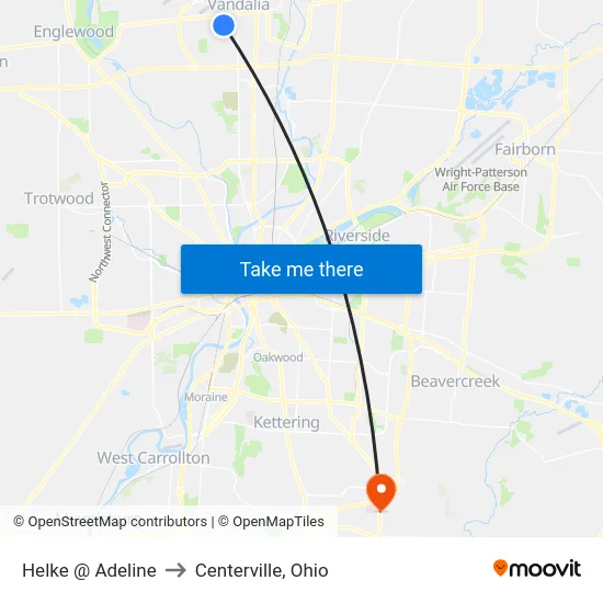 Helke @ Adeline to Centerville, Ohio map