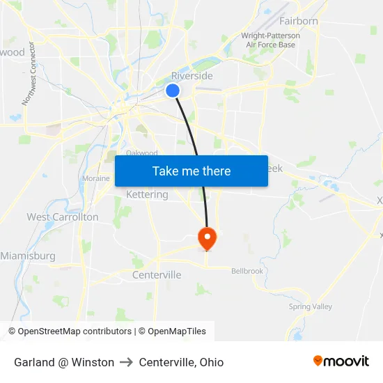 Garland @ Winston to Centerville, Ohio map