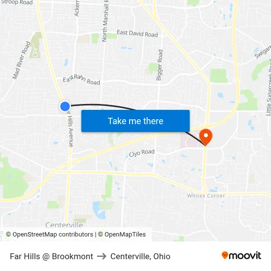 Far Hills @ Brookmont to Centerville, Ohio map