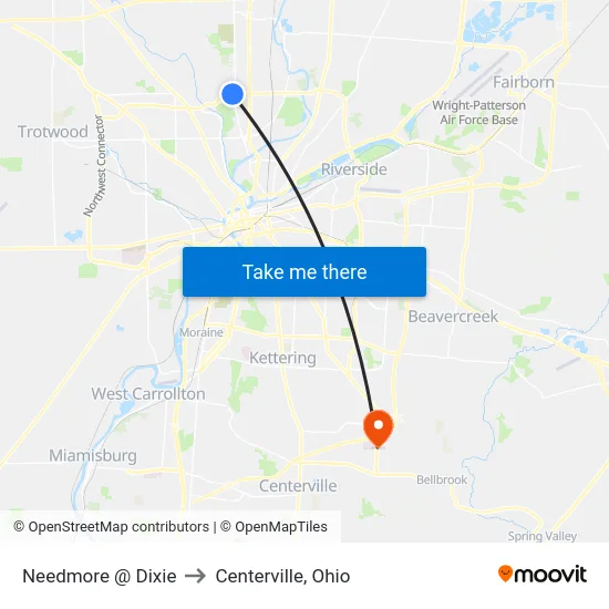 Needmore @ Dixie to Centerville, Ohio map