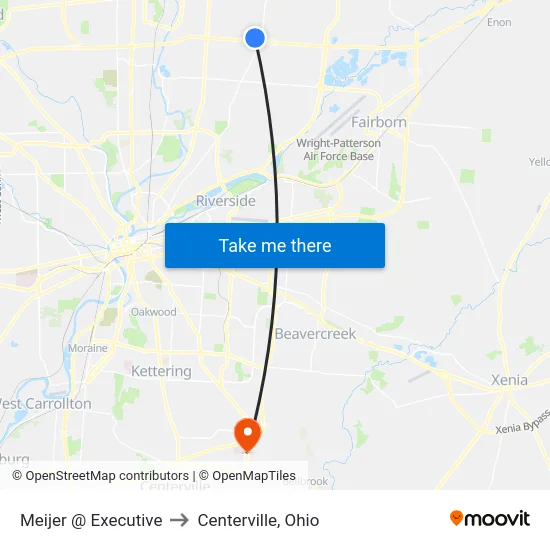 Meijer @ Executive to Centerville, Ohio map