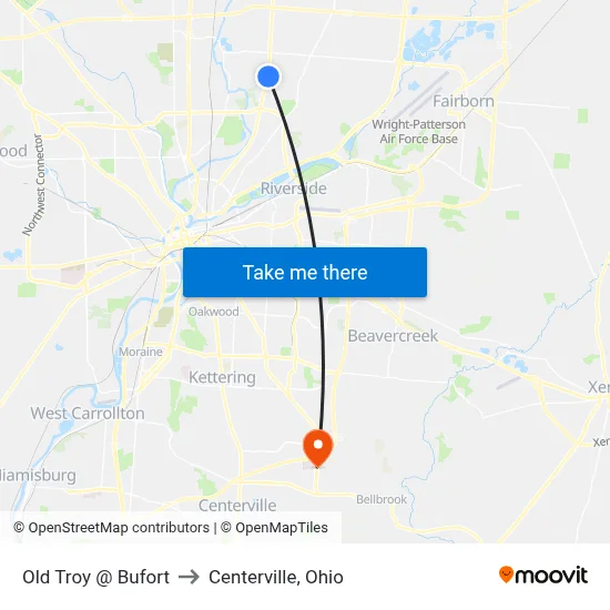 Old Troy @ Bufort to Centerville, Ohio map