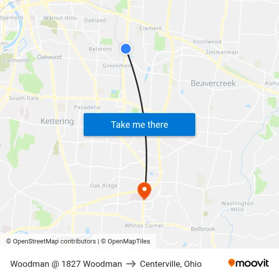 Woodman @ 1827 Woodman to Centerville, Ohio map