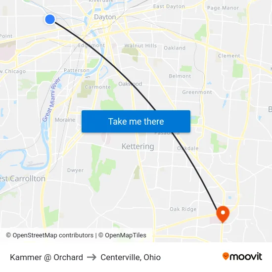 Kammer @ Orchard to Centerville, Ohio map