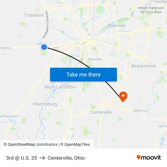 3rd @ U.S. 35 to Centerville, Ohio map