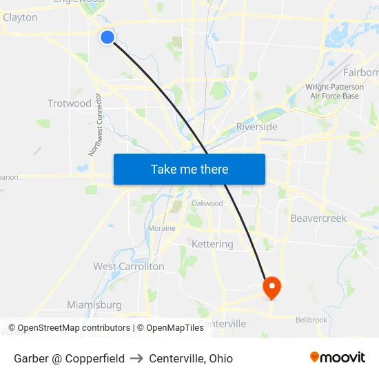 Garber @ Copperfield to Centerville, Ohio map