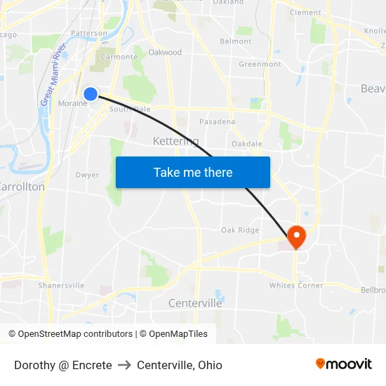 Dorothy @ Encrete to Centerville, Ohio map