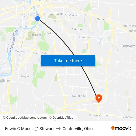 Edwin C Moses @ Stewart to Centerville, Ohio map
