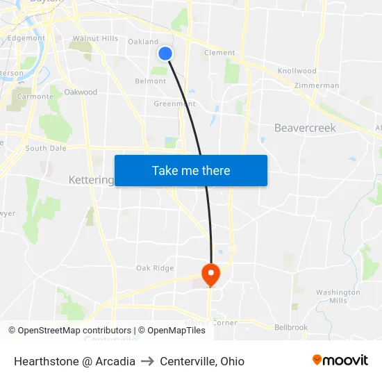 Hearthstone @ Arcadia to Centerville, Ohio map