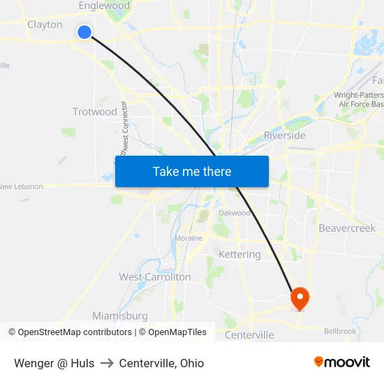 Wenger @ Huls to Centerville, Ohio map