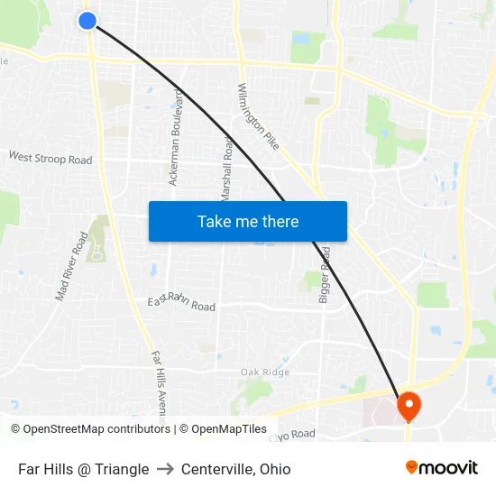 Far Hills @ Triangle to Centerville, Ohio map