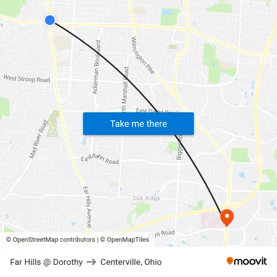 Far Hills @ Dorothy to Centerville, Ohio map