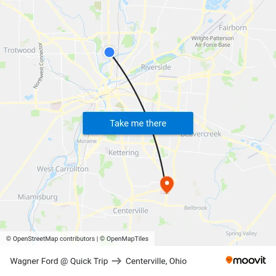 Wagner Ford @ Quick Trip to Centerville, Ohio map