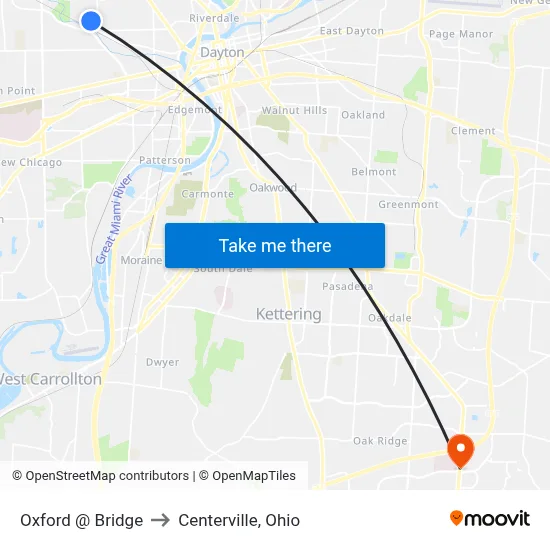 Oxford @ Bridge to Centerville, Ohio map