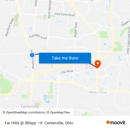 Far Hills @ Whipp to Centerville, Ohio map