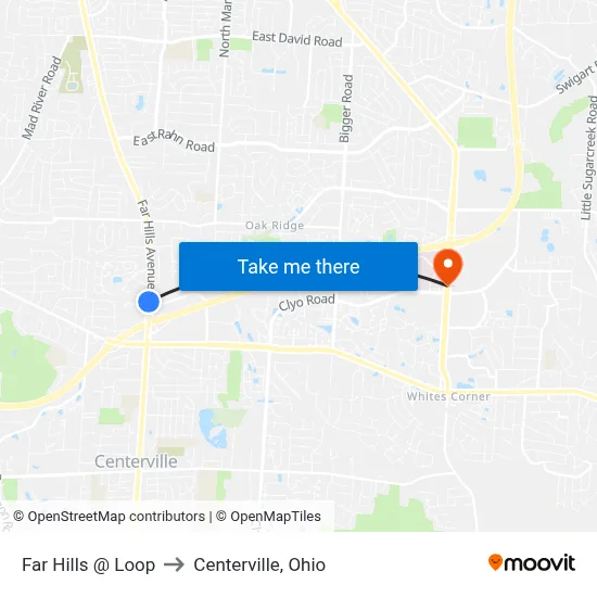 Far Hills @ Loop to Centerville, Ohio map