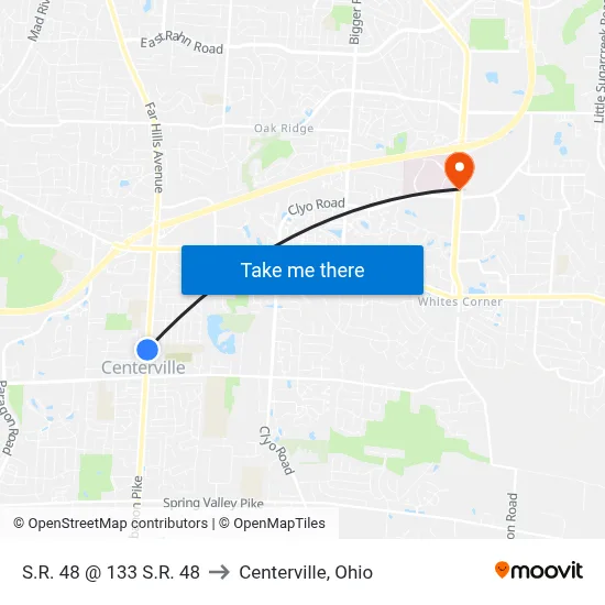 S.R. 48 @ 133 S.R. 48 to Centerville, Ohio map